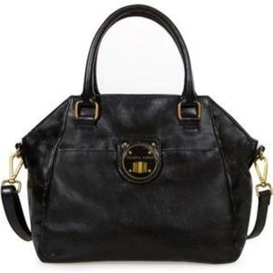Elliot Lucca Black Leather Satchel Crossbody Bag
